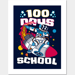 100 days of school featuring an astronaut dabbing on his rocket #2 Posters and Art